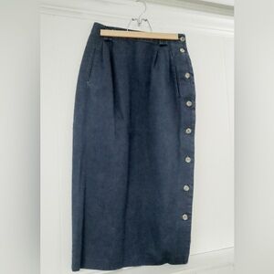 Talbots Navy Side-Button Pencil Skirt